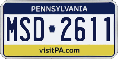 PA license plate MSD2611