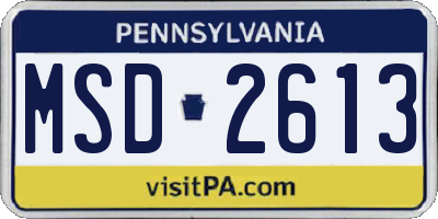 PA license plate MSD2613