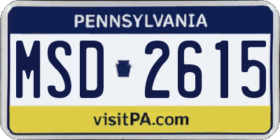 PA license plate MSD2615