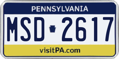 PA license plate MSD2617