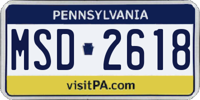 PA license plate MSD2618
