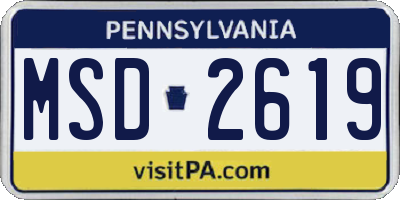 PA license plate MSD2619