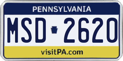 PA license plate MSD2620