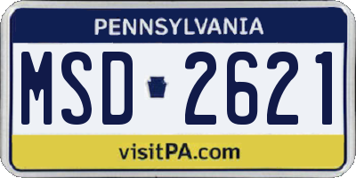 PA license plate MSD2621