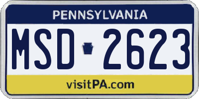 PA license plate MSD2623