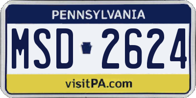 PA license plate MSD2624