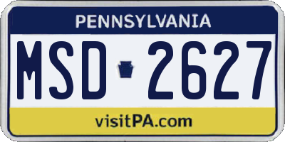 PA license plate MSD2627