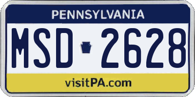 PA license plate MSD2628
