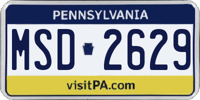 PA license plate MSD2629