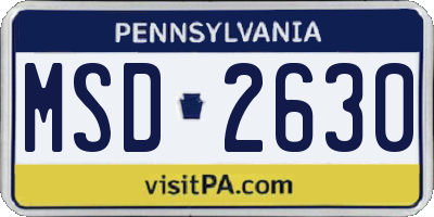 PA license plate MSD2630