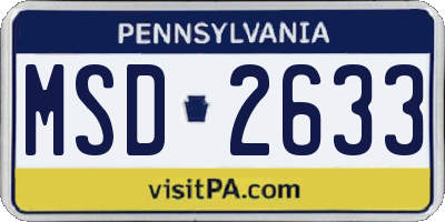 PA license plate MSD2633