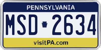 PA license plate MSD2634