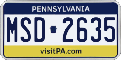 PA license plate MSD2635