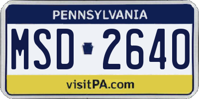 PA license plate MSD2640