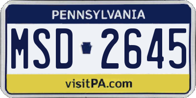 PA license plate MSD2645