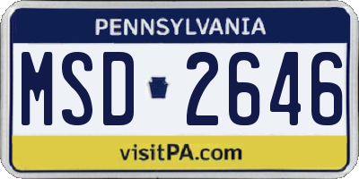 PA license plate MSD2646