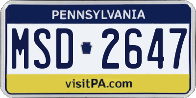 PA license plate MSD2647