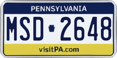PA license plate MSD2648