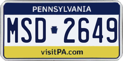 PA license plate MSD2649