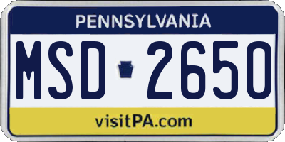 PA license plate MSD2650
