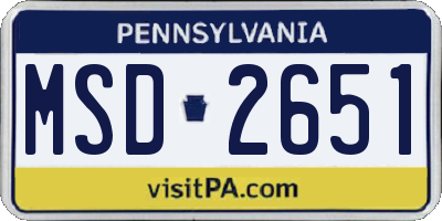 PA license plate MSD2651