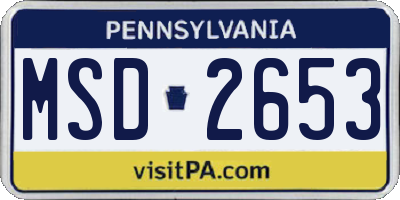 PA license plate MSD2653