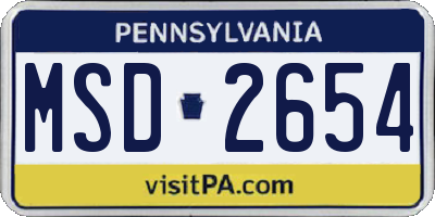 PA license plate MSD2654