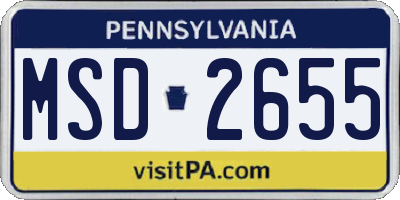PA license plate MSD2655