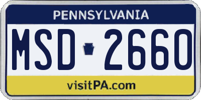 PA license plate MSD2660