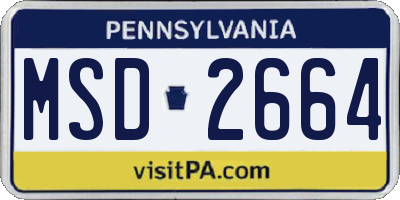 PA license plate MSD2664