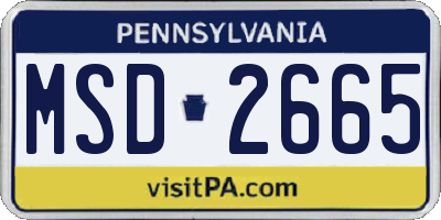 PA license plate MSD2665