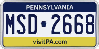 PA license plate MSD2668