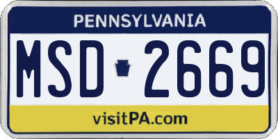 PA license plate MSD2669
