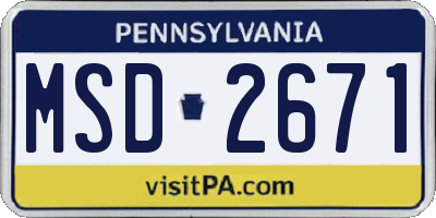 PA license plate MSD2671