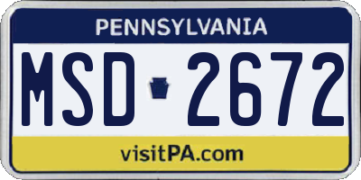PA license plate MSD2672