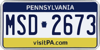 PA license plate MSD2673