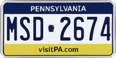 PA license plate MSD2674