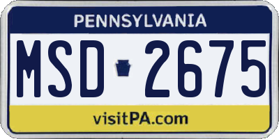 PA license plate MSD2675