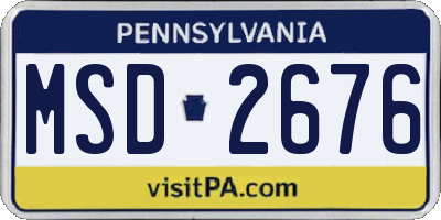 PA license plate MSD2676