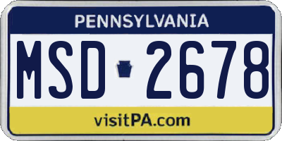 PA license plate MSD2678
