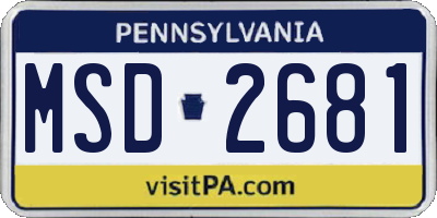 PA license plate MSD2681