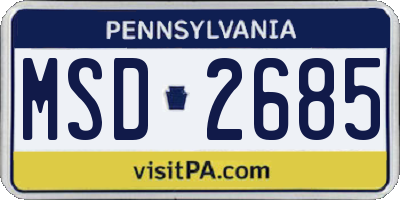 PA license plate MSD2685