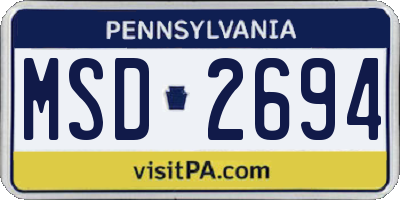 PA license plate MSD2694