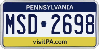 PA license plate MSD2698