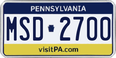 PA license plate MSD2700