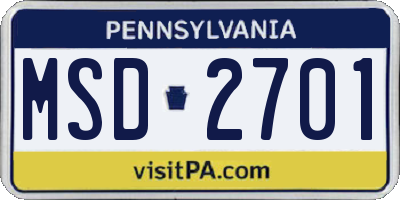 PA license plate MSD2701