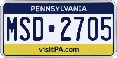 PA license plate MSD2705