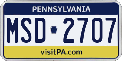 PA license plate MSD2707