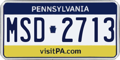 PA license plate MSD2713