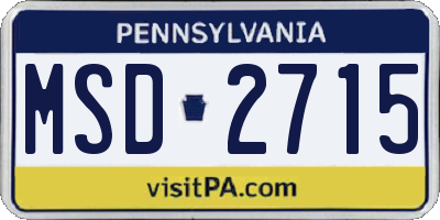 PA license plate MSD2715